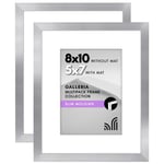 Americanflat 8x10 Resim Çerçevesi Seti 2 inç Gümüş - Mat veya 8x10 Çerçeve ile 5x7 Resim Çerçevesi olarak kullanın - Duvar ve Masa Üstü için Pleksiglas Kapaklı ve Şövaleli Kolaj Resim Çerçeveleri
