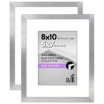 Americanflat 8x10 Resim Çerçevesi Seti 2 inç Gümüş - Mat veya 8x10 Çerçeve ile 5x7 Resim Çerçevesi olarak kullanın - Duvar ve Masa Üstü için Pleksiglas Kapaklı ve Şövaleli Kolaj Resim Çerçeveleri