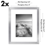 Americanflat 8x10 Resim Çerçevesi Seti 2 inç Gümüş - Mat veya 8x10 Çerçeve ile 5x7 Resim Çerçevesi olarak kullanın - Duvar ve Masa Üstü için Pleksiglas Kapaklı ve Şövaleli Kolaj Resim Çerçeveleri