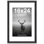 Americanflat Cilalı Pleksiglaslı 16x24 Poster Çerçevesi - Mat ile 12x18 Çerçeve veya 16x24 Mat Olmayan Çerçeve olarak kullanın - Hudson Koleksiyonu - Duvar Ekranı için Geniş Resim Çerçevesi - Siyah
