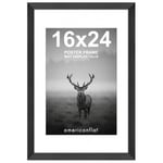 Americanflat Cilalı Pleksiglaslı 16x24 Poster Çerçevesi - Mat ile 12x18 Çerçeve veya 16x24 Mat Olmayan Çerçeve olarak kullanın - Hudson Koleksiyonu - Duvar Ekranı için Geniş Resim Çerçevesi - Siyah