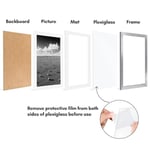 Americanflat Resim çerçevesi seti, 28,9 x 43,2 cm, gümüş renkli, 22,9 x 38,1 cm resim çerçevesi olarak kullanılabilir, paspartulu veya 28,9 x 43,2 cm, paspartusuz, resim çerçevesi kolajı, duvar