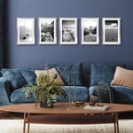 Americanflat Resim çerçevesi seti, 28,9 x 43,2 cm, gümüş renkli, 22,9 x 38,1 cm resim çerçevesi olarak kullanılabilir, paspartulu veya 28,9 x 43,2 cm, paspartusuz, resim çerçevesi kolajı, duvar
