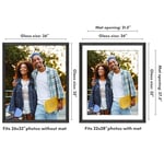Americanflat Siyah 26x32 cm Resim Çerçevesi - 22x28 cm Mat ile veya 26x32 cm Çerçeve Mat Olmadan Kullanım - Hudson Koleksiyonu - Cilalı Pleksiglas Ahşap Fotoğraf Çerçevesi
