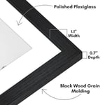Americanflat Siyah 26x32 cm Resim Çerçevesi - 22x28 cm Mat ile veya 26x32 cm Çerçeve Mat Olmadan Kullanım - Hudson Koleksiyonu - Cilalı Pleksiglas Ahşap Fotoğraf Çerçevesi