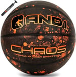 AND1 Chaos Basketbol: Resmi Yönetmelik Boyut 7 (74,9 cm) Kauçuk Basketbol Topu - Derin Kanal-BAU-Streetball, İç ve Dış Mekan Basketbol Oyunları için üretilmiştir