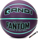 AND1 Fantom Kauçuk Basketbol: Resmi Düzenleme Boyutu 7 (74,9 cm) Kauçuk Basketbol - Derin Kanal İnşaat Sokak Topu, Kapalı Açık Hava Basketbol Oyunları için Üretilmiştir
