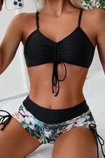 Angelsin Büzgü Ayarlı Baskılı Bikini Takımı