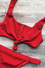 Angelsin Kırmızı Çıtçıtlı Bikini Üstü