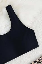 Angelsin Leopar Yanlardan Büzgü Ayarlama Detaylı Bikini Takım