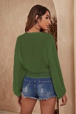 Angelsin Önden Bağlamalı Salaş Gömlek Pareo Crop Bluz
