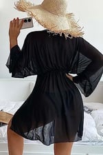 Angelsin Uzun Önden Bağlamalı Plaj Elbisesi Pareo Kimono