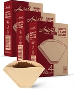 Anisah Coffee 3'lü Filtre Kahve Kağıdı 4 Numara (3x80 Adet) | Kokusuz | Kimyasalsız | Doğa Dostu | Yırtılmaz