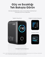 Anker 140W USB-C Şarj Cihazı, 4 Bağlantı Noktalı, Çoklu Cihaz Hızlı Şarj Gücü, Gelişmiş GaN Güç Kaynağı, Dokunmatik Kontrol, Siyah - B2697