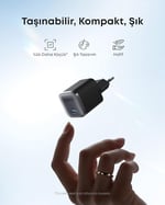Anker B2692 Nano 45W Şarj Cihazı & USB-C Kablo, Siyah