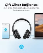 Anker soundcore Q20i Kulak Üstü Bluetooth Kulaklık, Hibrit Aktif Gürültü Engelleme, 40 Saat Çalma Süresi, Yüksek Çözünürlüklü Ses, Derin Bas, Uygulama Üzerinden Kişiselleştirme, Siyah - A3004