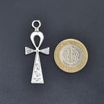 Ankh Anahtarı - Nil'in Anahtarı Örme Zincir Kolye - Gümüş Kaplama - Erkek Kadın Kolye - No:1363
