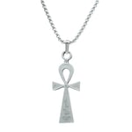 Ankh Anahtarı - Nil'in Anahtarı Örme Zincir Kolye - Gümüş Kaplama - Erkek Kadın Kolye - No:1363