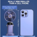 Anncain Taşınabilir El Vantilatörü, Mini Katlanabilir Masa Üstü Vantilatör, 5 Hızlı USB Şarj Edilebilir Vantilatörler, LED Ekranlı Ev Ofis Seyahat için Pil ile Çalışan Mini El Vantilatörü (Beyaz)