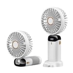 Anncain Taşınabilir El Vantilatörü, Mini Katlanabilir Masa Üstü Vantilatör, 5 Hızlı USB Şarj Edilebilir Vantilatörler, LED Ekranlı Ev Ofis Seyahat için Pil ile Çalışan Mini El Vantilatörü (Beyaz)