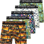 Anthony Jackson Likralı 5'li-3'lü Kutu Desenli Premium Erkek Boxer Palm Horizon