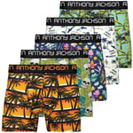 Anthony Jackson Likralı 5'li-3'lü Kutu Desenli Premium Erkek Boxer Palm Horizon