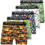 Anthony Jackson Likralı 5'li-3'lü Kutu Desenli Premium Erkek Boxer Palm Horizon