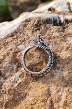 Antik Gümüş Kaplama Dragon Ejderha Model Ayarlanabilir unisex Yüzü
