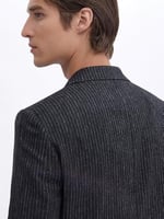 Antrasit Desenli Modern Fit Yün Karışımlı Ceket