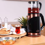 Any Morning 1 L Cam Demlikli 2 L Çelik Su Isıtıcılı Çay Makinesi, Kablosuz Tabanlı DE23203SX