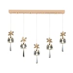 Apliqa Amaris 5'li Sıralı 3 Renkli 70 Watt Gold Kelebek Led Avize Kristal Ledli Modern Oturma Odası Salon Sarkıt Avize