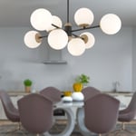 Apliqa Beria 8'li Sıralı Eskitme Beyaz Camlı Modern Oturma Odası Salon Avize