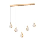Apliqa Biana 5'li Sıralı Gold Damla Başlıklı Modern Salon Led Avize