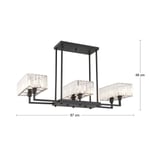 Apliqa Brambles 6'lı Siyah Kristalli Taşlı Modern Tasarım Kristal Salon Avize