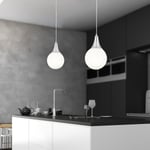 Apliqa Damla Tekli Krom Beyaz Camlı 2li Modern Sarkıt Mutfak Salon Avize Seti