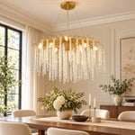 Apliqa Dina Serip Yemek Masa Üstü Gold Kaplamalı Modern Tasarım Salon Kristal Sarkıt Avize