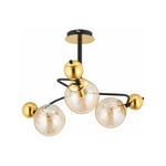 Apliqa Florit 3'lü Siyah Gold Modern Oturma Odası Salon Avize