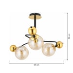 Apliqa Florit 3'lü Siyah Gold Modern Oturma Odası Salon Avize