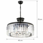 Apliqa Kanvas 45'lik Siyah Kristalli Taşlı Modern Tasarım Kristal Salon Avize