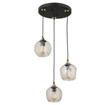 Apliqa Karya 3lü Yuvarlak Siyah Gold Modern Sarkıt Genç Odası Yatak Odası Retro Salon Avize