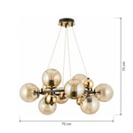 Apliqa Lorento 8li Yuvarlak Siyah Gold Modern Cafe,restoran Için Uygun Retro Salon Avize