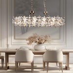 Apliqa Mercan Sıralı Gold Kristal Taşlı Modern Oturma Odası, Yemek Masası Üstü, Salon Avize