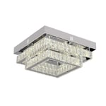 Apliqa Modina 2 Katlı Krom Ledli 3 Renkli 70 Watt Kristalli Taşlı Modern Tasarım Led Kristal Salon Avize