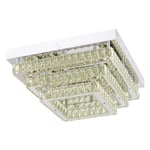 Apliqa Modina 3 Katlı Krom Ledli 3 Renkli 120 Watt Kristalli Taşlı Modern Tasarım Led Kristal Salon Avize