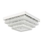 Apliqa Modina 3 Katlı Krom Ledli 3 Renkli 120 Watt Kristalli Taşlı Modern Tasarım Led Kristal Salon Avize
