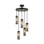 Apliqa Natali 5 Li Yuvarlak Siyah Modern Kristalli, Taşlı Modern Tasarım Kristal Salon Sarkıt Avize