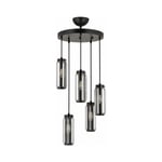Apliqa Natali 5 Li Yuvarlak Siyah Modern Kristalli, Taşlı Modern Tasarım Kristal Salon Sarkıt Avize