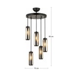 Apliqa Natali 5 Li Yuvarlak Siyah Modern Kristalli, Taşlı Modern Tasarım Kristal Salon Sarkıt Avize