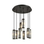 Apliqa Natali 8 Li Yuvarlak Siyah Modern Kristalli, Taşlı Modern Tasarım Kristal Salon Sarkıt Avize