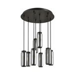 Apliqa Natali 8 Li Yuvarlak Siyah Modern Kristalli, Taşlı Modern Tasarım Kristal Salon Sarkıt Avize